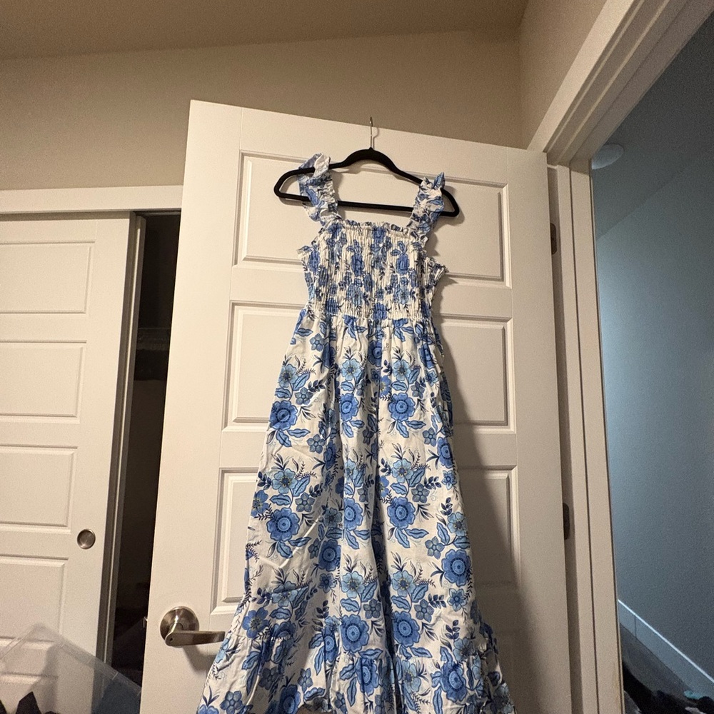 Haute Hippie Blue and White Floral Maxi Dress